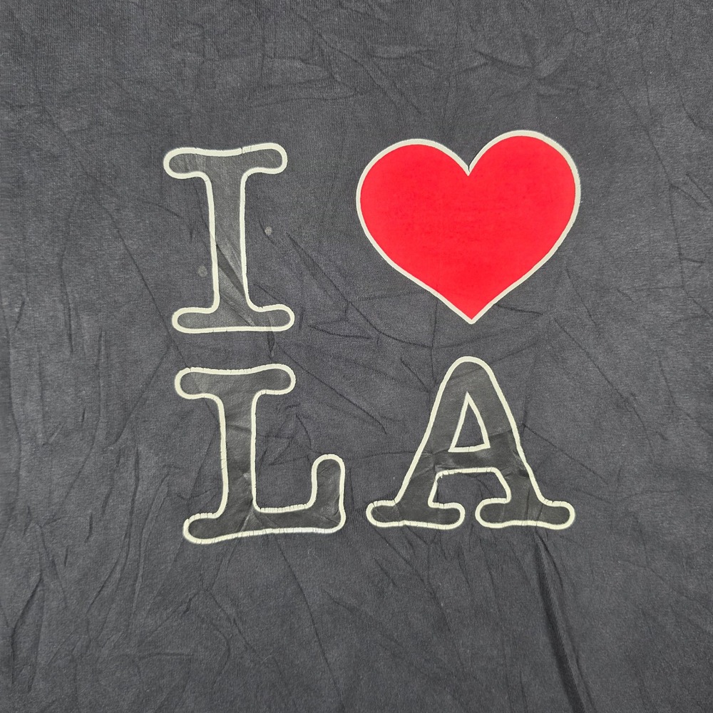 Mishi I Heart LA Graphic T-Shirt Mens‎ Medium Black Red Heart Souvenir Tee - Picture 2 of 6